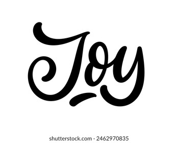 Joy logo text, hand drawn calligraphy. Modern handwritten brush text design. Vector typography lettering.