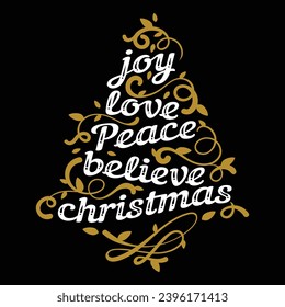 joy love peace believe christmas illustrations with patches for t-shirts and other uses