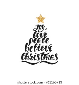 Joy Love Peace Believe Christmas Hand Stock Vector (Royalty Free ...