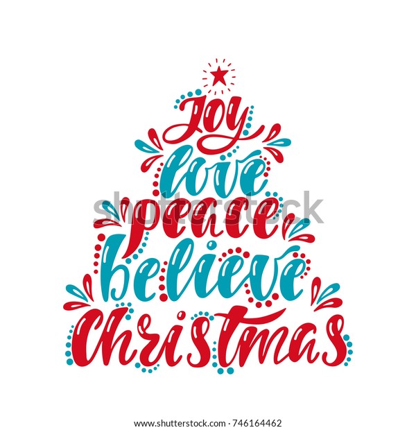 Joy Love Peace Believe Christmas Handwriting Stock Vector (Royalty Free ...