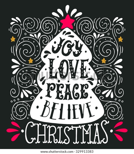 Joy Love Peace Believe. Cita. Con: vector de stock (libre de regalías ...