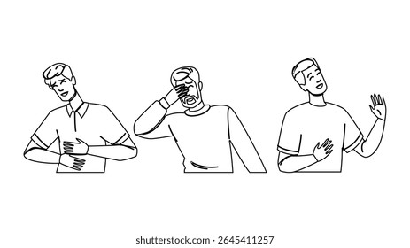 homem de alegria risada vetor. risadinha risada, guffaw mirth, felicidade sorriso homem de alegria risada personagem. pessoas linha preta lápis desenho ilustração