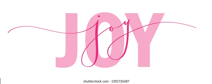 JOY mixed typography banner with brush calligraphy