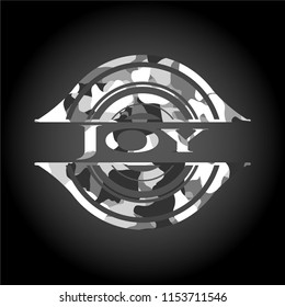 Joy on grey camo texture