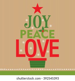 joy, peace, love christmas card design perfect for celebrating christmas