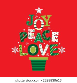 joy, peace, love christmas greeting card