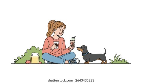 The Joy of Sharing a Treat with a Dachshund on a Picnic Day Outing