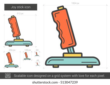 Joy stick vector line icon isolated on white background. Joy stick line icon for infographic, website or app. Scalable icon designed on a grid system.