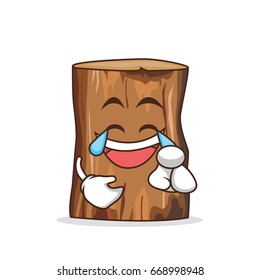Joy tree trunk character cartoon vector illustration