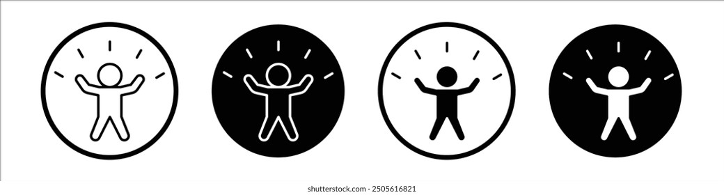Joy vector icon set black filled and outlined style.