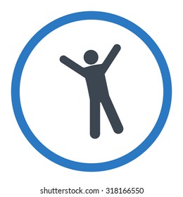 Joy vector icon. This rounded flat symbol is drawn with smooth blue colors on a white background.