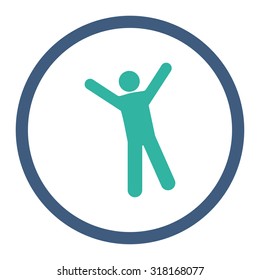 Joy vector icon. This rounded flat symbol is drawn with cobalt and cyan colors on a white background.