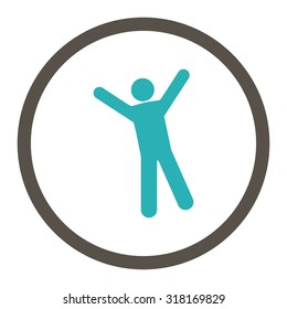 Joy vector icon. This rounded flat symbol is drawn with grey and cyan colors on a white background.