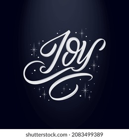Joy vector text for the Christmas holiday. Design poster, greeting card, party invitation. Vector illustration. 