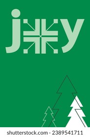 Freude, Winterkarte, grüner Hintergrund, Weihnachtsbaumverzierung
