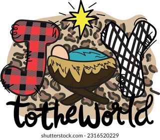 Joy to the World Baby Jesus Joy with Buffalo Plaid Designs Joy for sublimation Christmas clipart printable