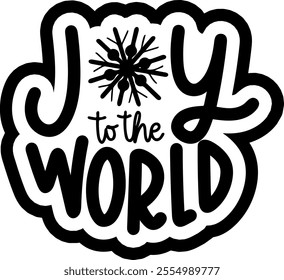 joy to the world bauble merry christmas black vector graphic design and cut file