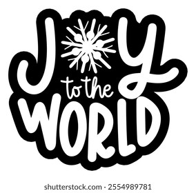 joy to the world bauble merry christmas black vector graphic design and cut file