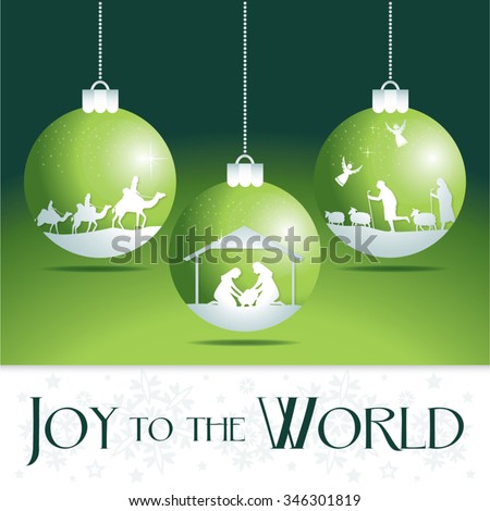 Download Joy World Christmas Nativity Tree Ornaments Stock Vector ...