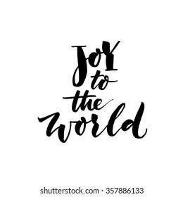 Joy to the world. Christmas retro poster with hand lettering. Hand drawn lettering. Vector art. Great design element for congratulation cards.