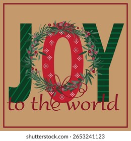 Joy to the world for greeting card and gift bag or box design
