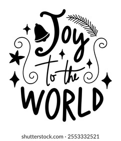 joy to the world merry christmas black vector graphic design and cut file