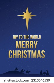 Joy to the World, Merry Christmas Poster, Wishes, E Greetings - Star of Bethlehem Night Blue Sky Star Background Vector Design