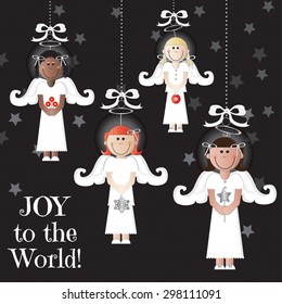Joy to the World - Set of 4 Angel Ornaments