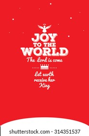 Joy To The World Typography Design/ Postcard Template Design/ Festive Background With Text/ Poster With Christmas Carol/ Christmas Quotes