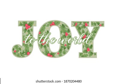 Joy The World Vector Text, Textura de Garland festiva, fondo de ilustración de vectores