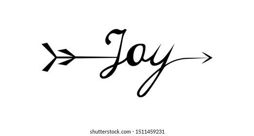 Joy writing with arrow hand draw word. Element of word in arrow style