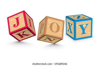 JOY written with alphabet blocks - vector illustration