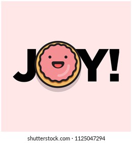 Freude geschrieben mit einem Donut anstelle der O Typografie Konzept Design