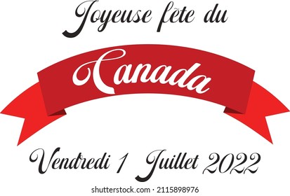 Joyeuse fête du Canada. Happy Canada Day greeting card poster in French. Canadian national celebration flyer poster in red and grey with a white background print pattern. 