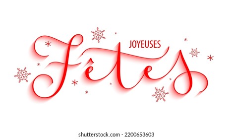 JOYEUSES FETES (HAPPY HOLIDAYS in French) vector gold glitter brush calligraphy banner