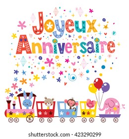 Joyeux Anniversaire Happy Birthday French Greeting Image Vectorielle De Stock Libre De Droits