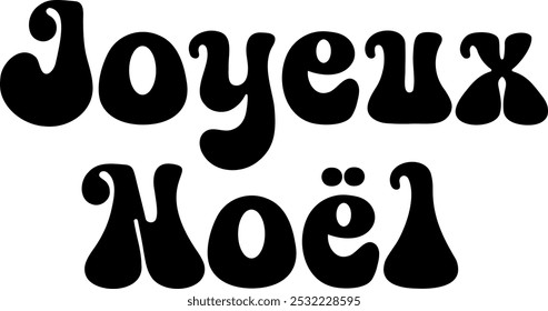 Design de letras Joyeux Noël. Feliz Natal na França cartão de boas-vindas.