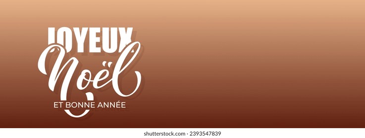 Joyeux noel y Bonee Annee. Feliz planilla de la tarjeta navideña con saludos en francés. Letras dibujadas a mano. Ilustración portadora premium con texto tipográfico para el diseño de la tarjeta navideña Merry