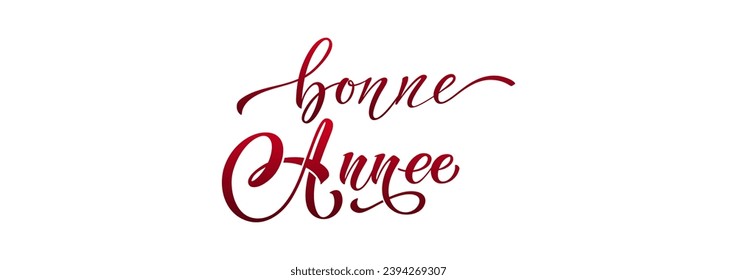 Joyeux noel and Bonee Annee. Merry Christmas card template with greetings in French. Hand drawn lettering. Premium vector illustration with typographic text for Merry Christmas card design