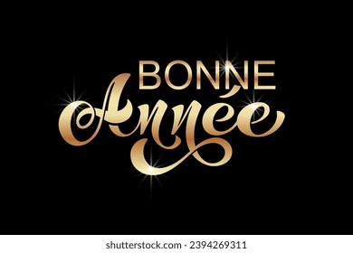 Joyeux noel and Bonee Annee. Merry Christmas card template with greetings in French. Hand drawn lettering. Premium vector illustration with typographic text for Merry Christmas card design