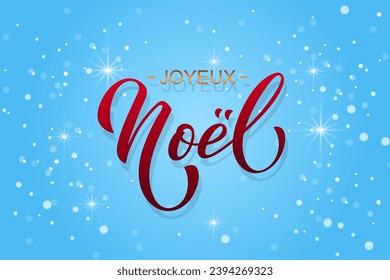 Joyeux noel y Bonee Annee. Feliz planilla de la tarjeta navideña con saludos en francés. Letras dibujadas a mano. Ilustración portadora premium con texto tipográfico para el diseño de la tarjeta navideña Merry
