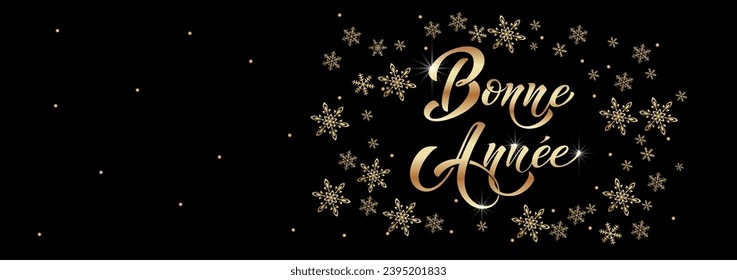 Joyeux noel and Bonee Annee. Merry Christmas card template with greetings in French. Hand drawn lettering. Premium vector illustration with typographic text for Merry Christmas card design