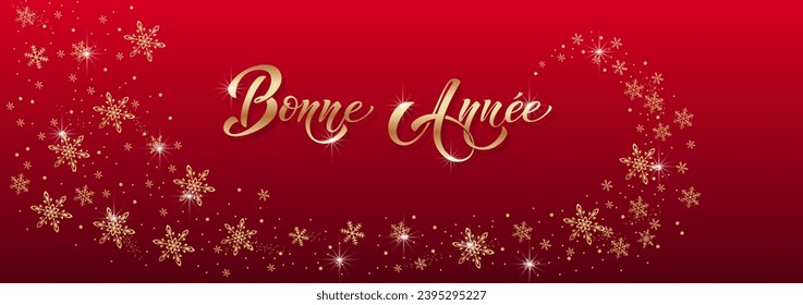 Joyeux noel and Bonee Annee. Merry Christmas card template with greetings in French. Hand drawn lettering. Premium vector illustration with typographic text for Merry Christmas card design