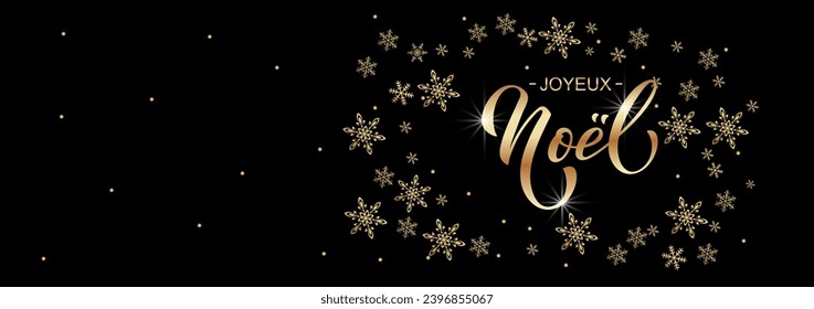 Joyeux noel and Bonee Annee. Merry Christmas card template with greetings in French. Hand drawn lettering. Premium vector illustration with typographic text for Merry Christmas card design