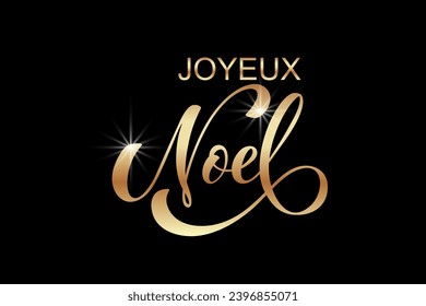 Joyeux noel and Bonee Annee. Merry Christmas card template with greetings in French. Hand drawn lettering. Premium vector illustration with typographic text for Merry Christmas card design