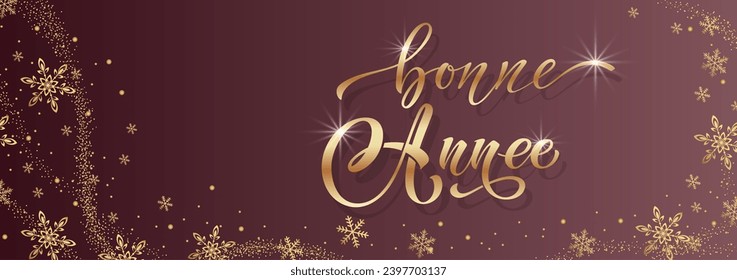 Joyeux noel and Bonee Annee. Merry Christmas card template with greetings in French. Hand drawn lettering. Premium vector illustration with typographic text for Merry Christmas card design