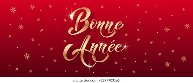 Joyeux noel and Bonee Annee. Merry Christmas card template with greetings in French. Hand drawn lettering. Premium vector illustration with typographic text for Merry Christmas card design