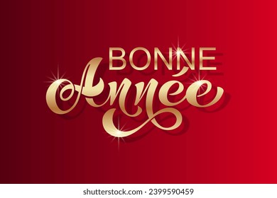 Joyeux noel and Bonee Annee. Merry Christmas card template with greetings in French. Hand drawn lettering. Premium vector illustration with typographic text for Merry Christmas card design