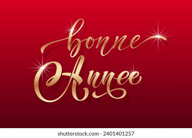 Joyeux noel and Bonee Annee. Merry Christmas card template with greetings in French. Hand drawn lettering. Premium vector illustration with typographic text for Merry Christmas card design