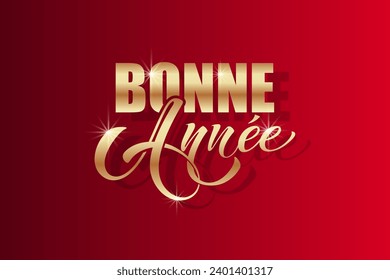 Joyeux noel and Bonee Annee. Merry Christmas card template with greetings in French. Hand drawn lettering. Premium vector illustration with typographic text for Merry Christmas card design